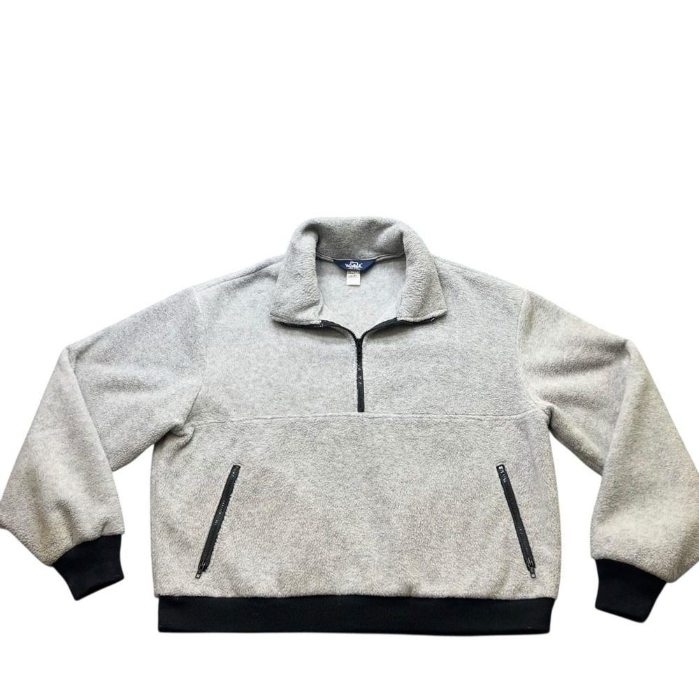 Vintage Woolrich Fleece Quarter Zip Pullover Size XL Gray Made In USA